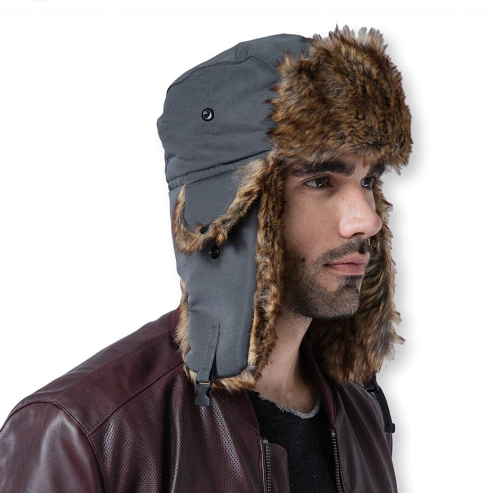 Winter Trapper Faux Fur Trim Fargo Cabin Core Gorp Farm Tough Headwear Hat OS